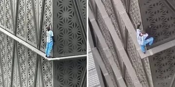 Quién es el “hombre araña” que trepó hasta un piso 20 en Puerto Madero