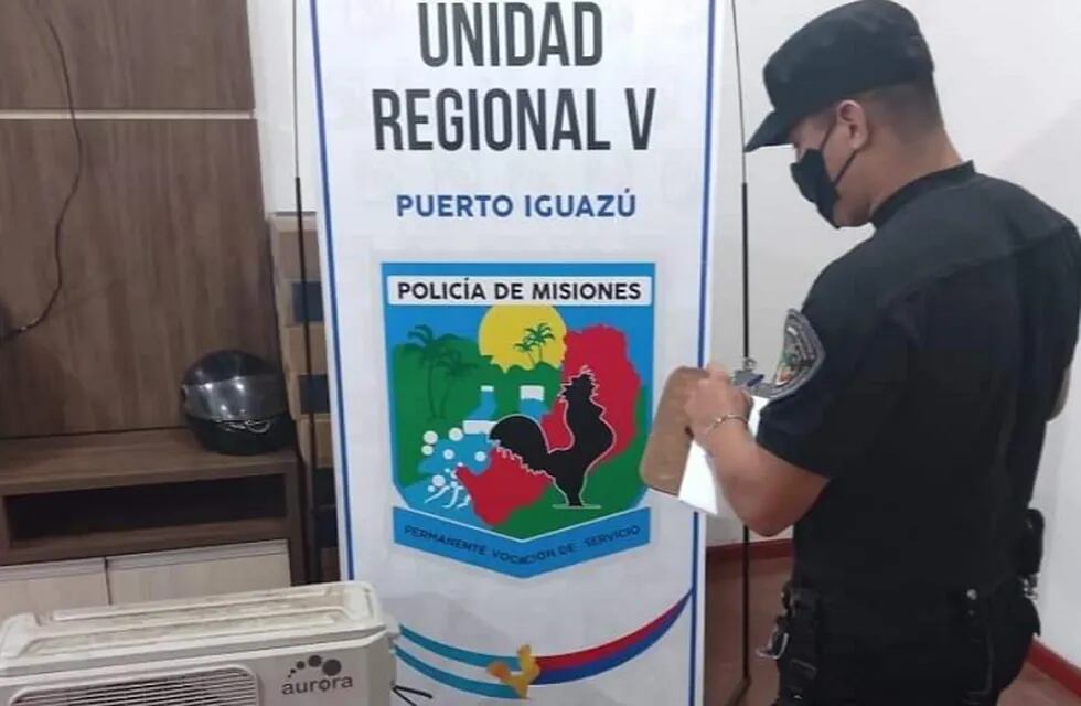 Puerto Iguazú: llevaba un motor de aire acondicionado y fue detenido. Policía de Misiones | Unidad Regional V