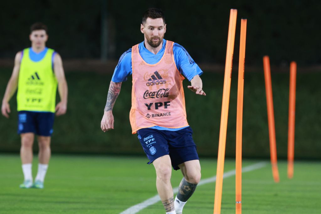 Lionel Messi en el entrenamiento de la selección argentina. Foto: AFA.