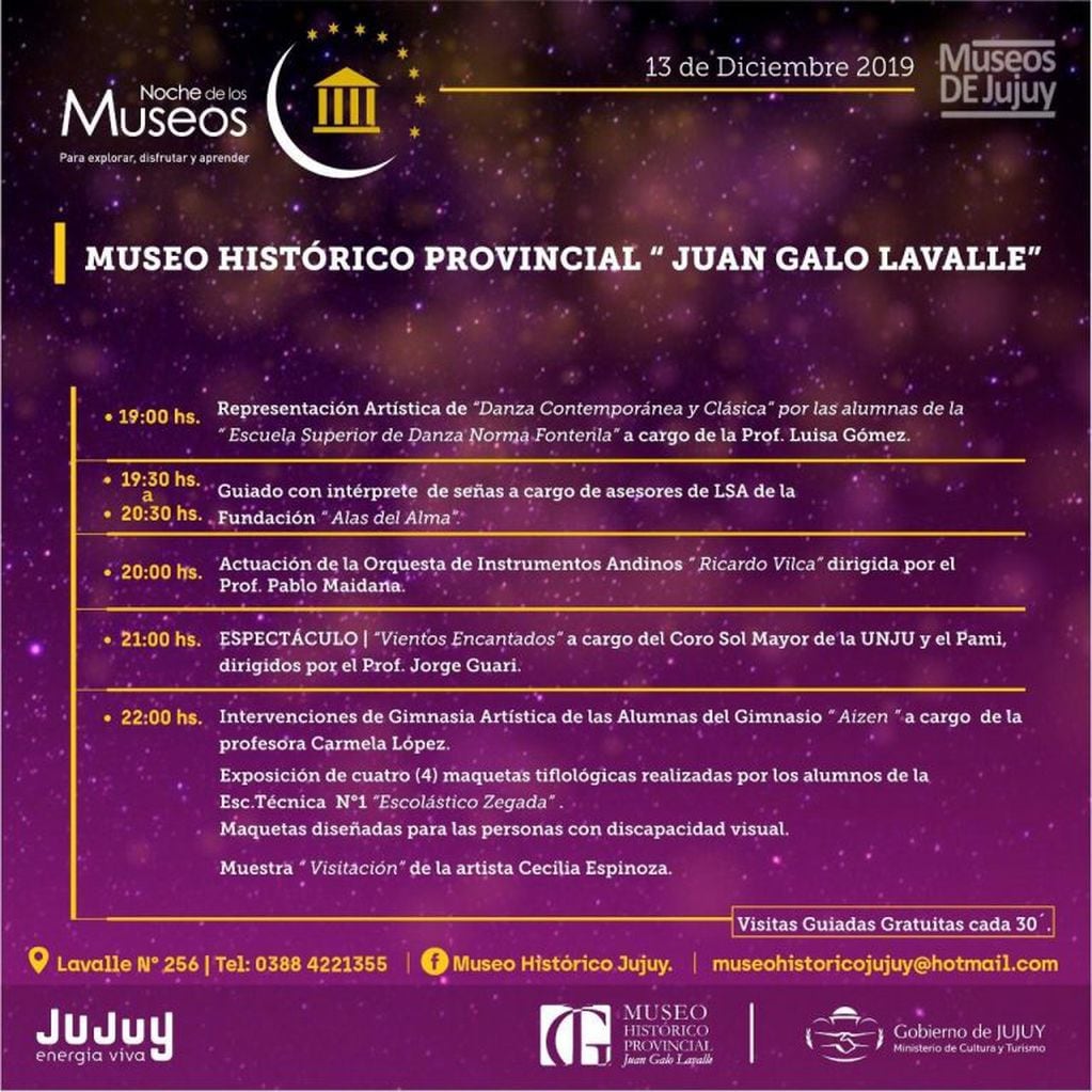 Programación del Museo Histórico Provincial "Juan Galo Lavalle"