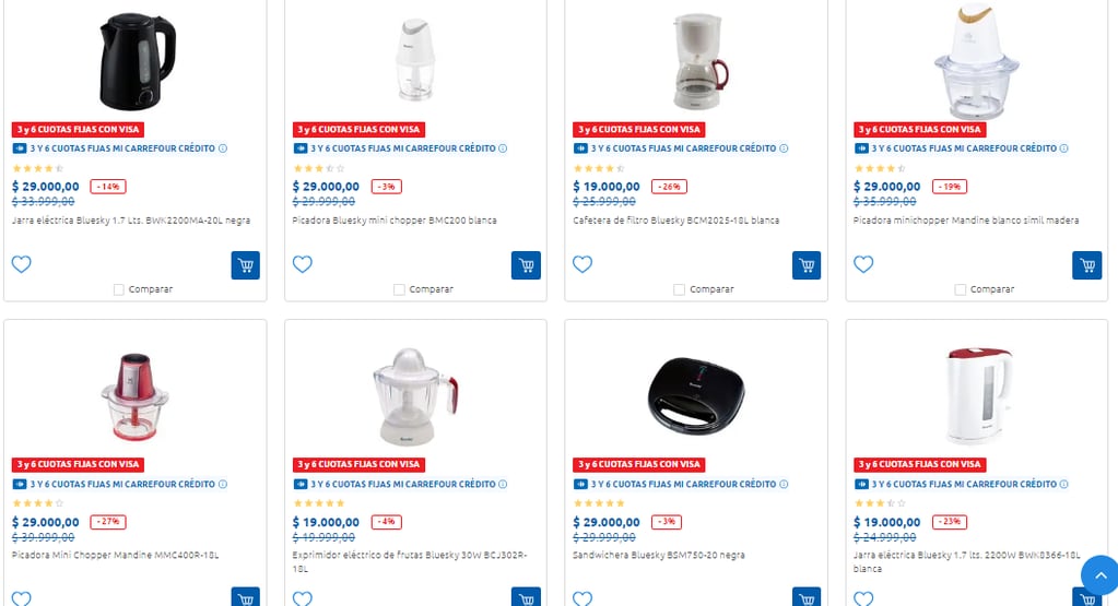 Carrefour lanzó una promoción de electrodomésticos desde $19.000.