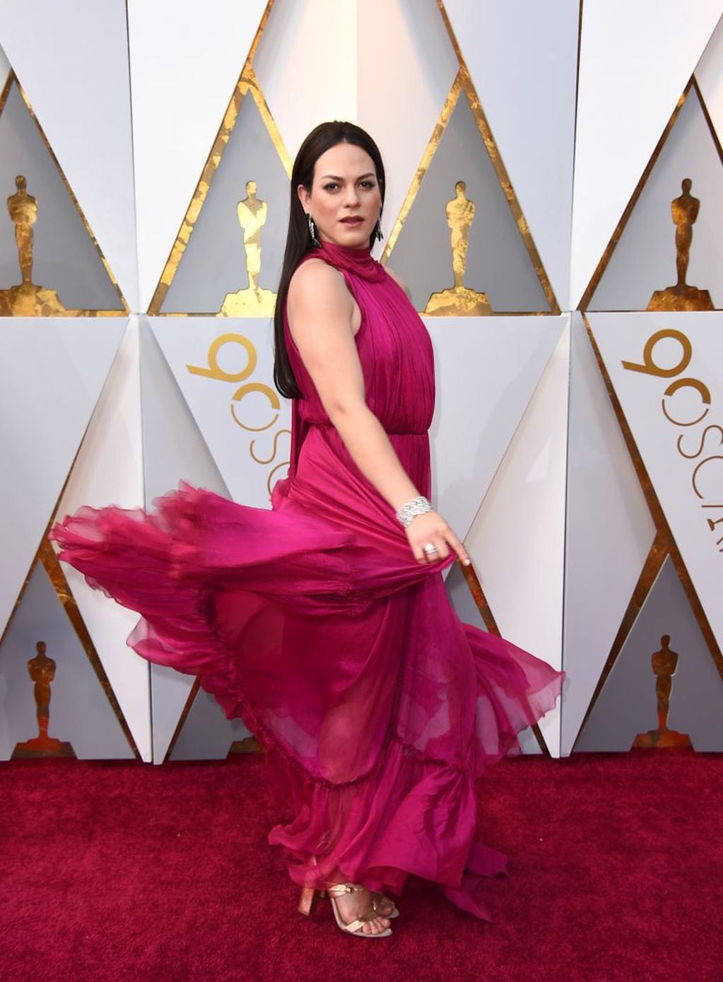Daniela Vega arrives at the Oscars on Sunday, March 4, 2018, at the Dolby Theatre in Los Angeles. (Photo by Jordan Strauss/Invision/AP)