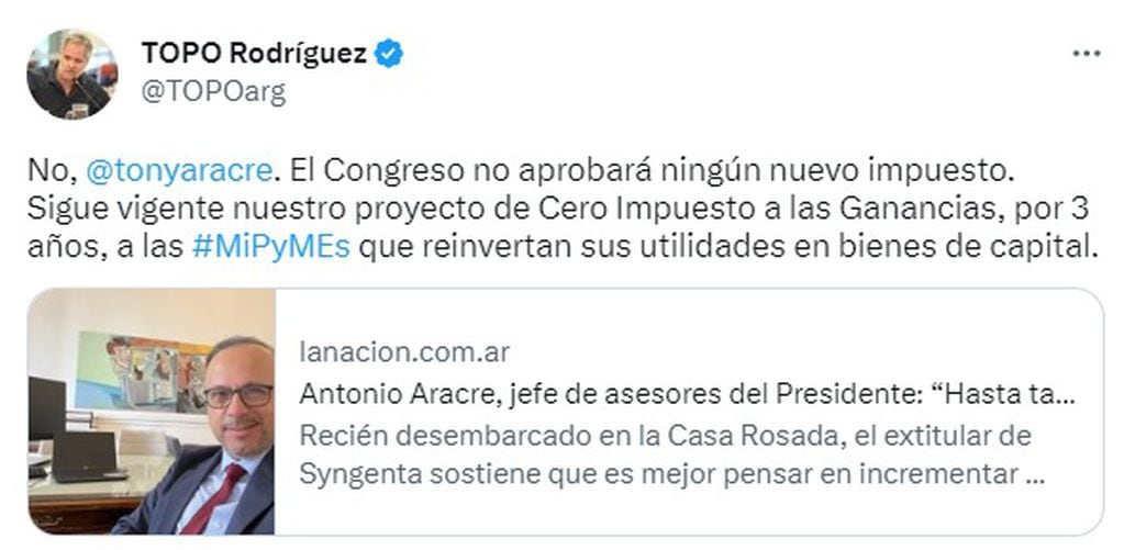 La respuesta de "Topo" Rodríguez a Aracre.
