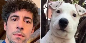 Esteban Lamothe y el perro parecido a él