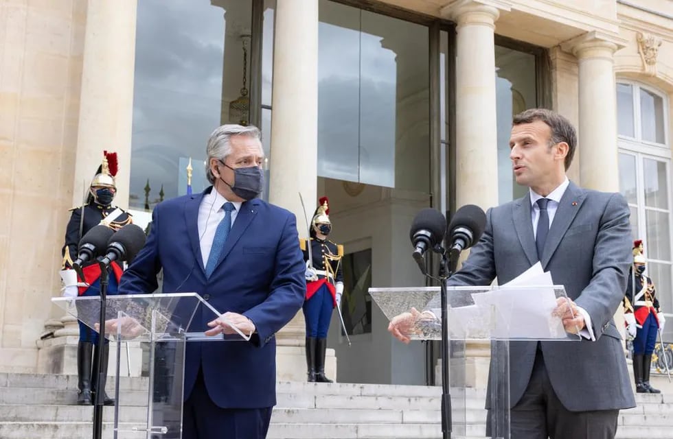 El presidente Alberto Fernández brindó una rueda de prensa junto a su par francés, Emmanuel Macron.