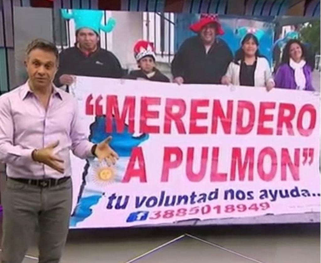 El periodista y conductor de TN Sergio Lapegüe visibiliza a nivel nacional la tarea solidaria del "Merendero A Pulmón", de Jujuy.