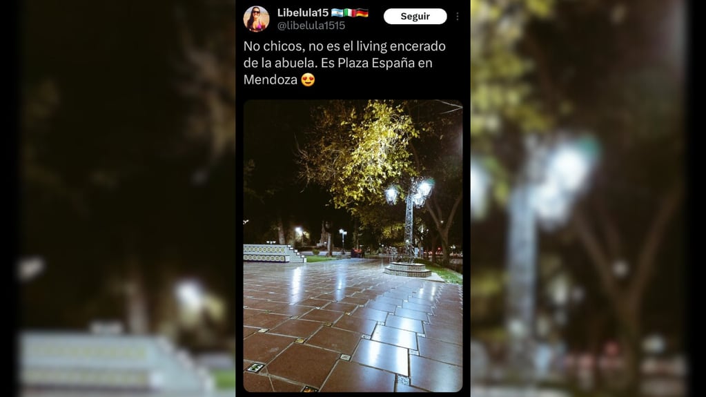 Una turista visitó Mendoza y se sorprendió por una particularidad en la Plaza España