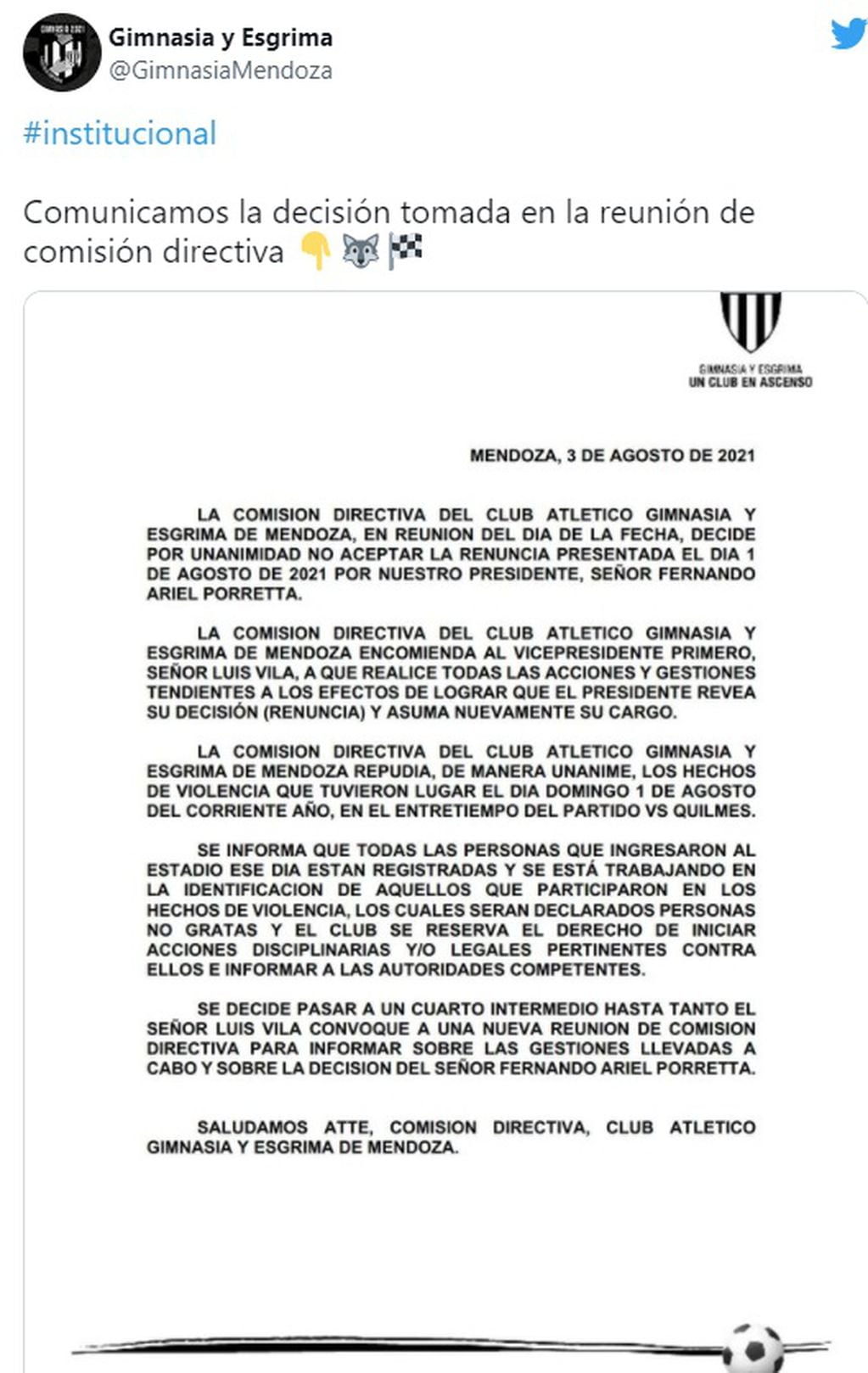 Comunicado oficial