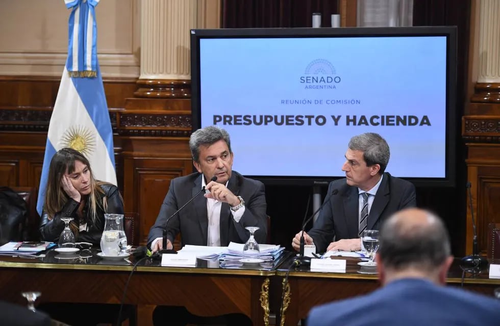 Los senadores Juliana Di Tullio, Víctor Zimmermann y Ricardo Guerra en la Comisión de Presupuesto y Hacienda. Foto: Comunicación Senado.