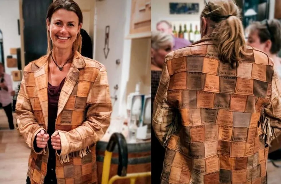 Muejr danesa se hizo un saco con etiquetas de cuero del vino privado de Jorge Rubio