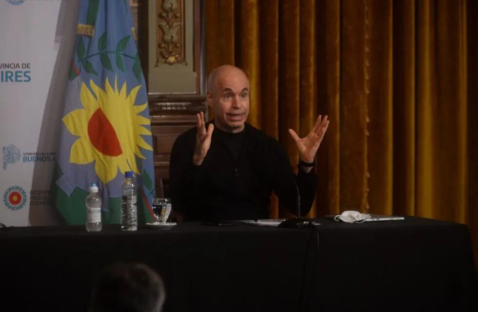 Conferencia de prensa Horacio Rodríguez Larreta y Axel Kicillof. (Foto: Clarín)