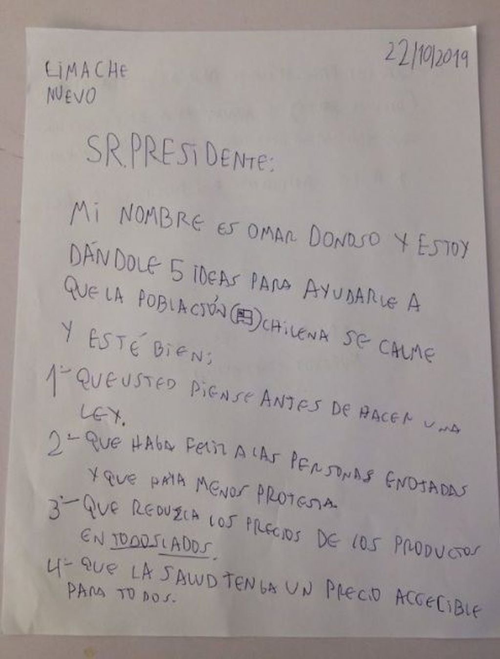 Los consejos de un niño para Sebastián Piñera (Web)