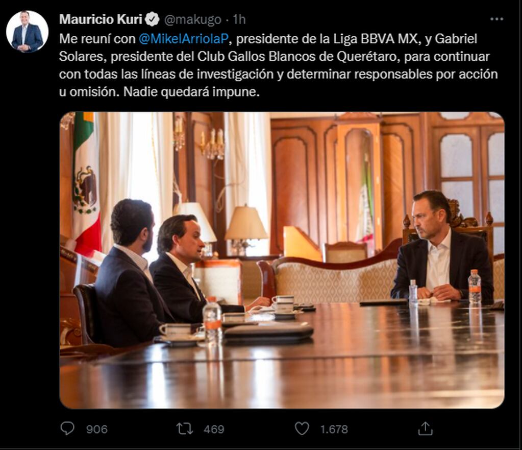 Las palabras de Mauricio Kuri, gobernador del Estado de Querétaro.