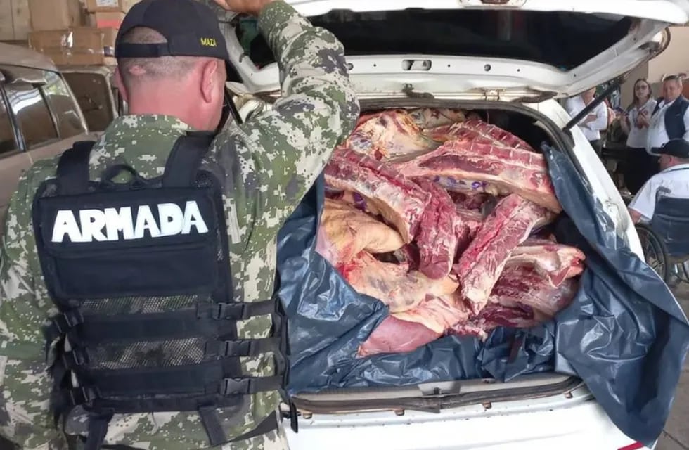 Decomisan seis toneladas de carne faenada trasladada desde Puerto Iguazú hacia Paraguay.