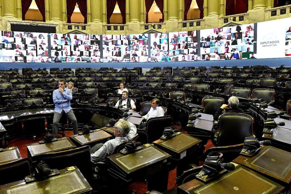 La primera sesión virtual en Diputados. (Prensa Diputados)