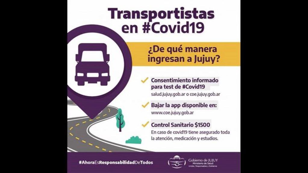 Anverso del folleto que entregan los agentes de control a los camioneros, en los ingresos a la provincia de Jujuy.