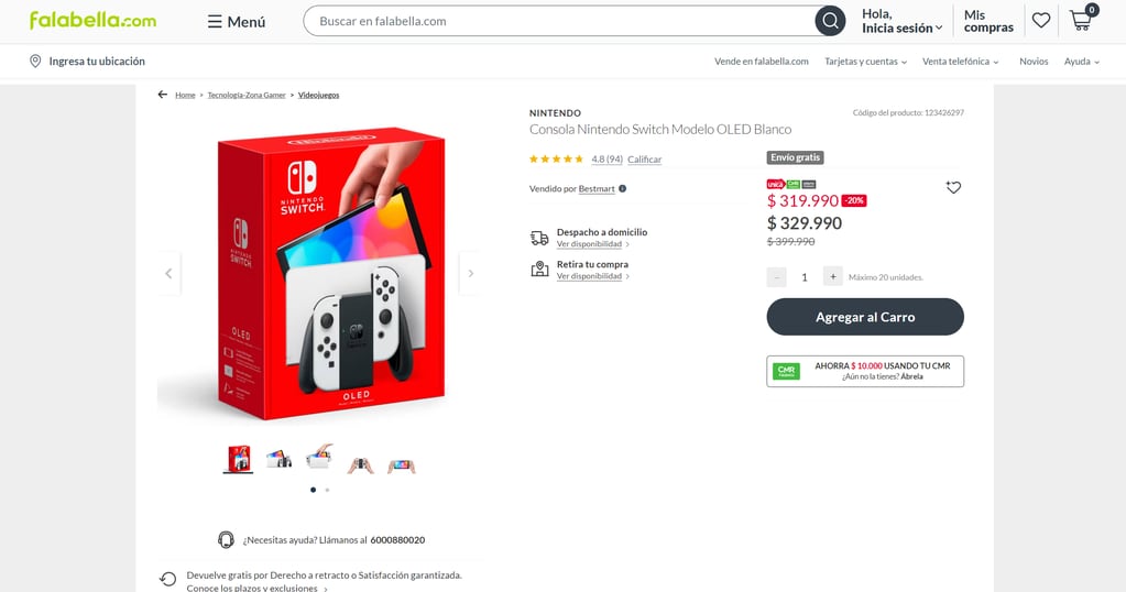 Nintendo Switch, precio en Chile.