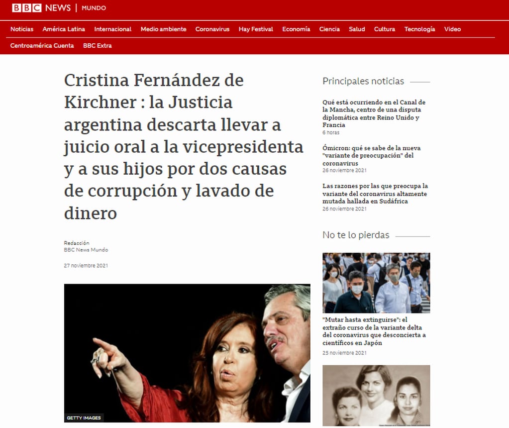 Los medios de diferentes países se expresaron respecto a la causa de Hotesur y Los Sauces donde sobreseyeron a Cristina Kirchner