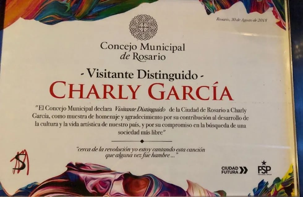 Declaran visitante distinguido a Charly García