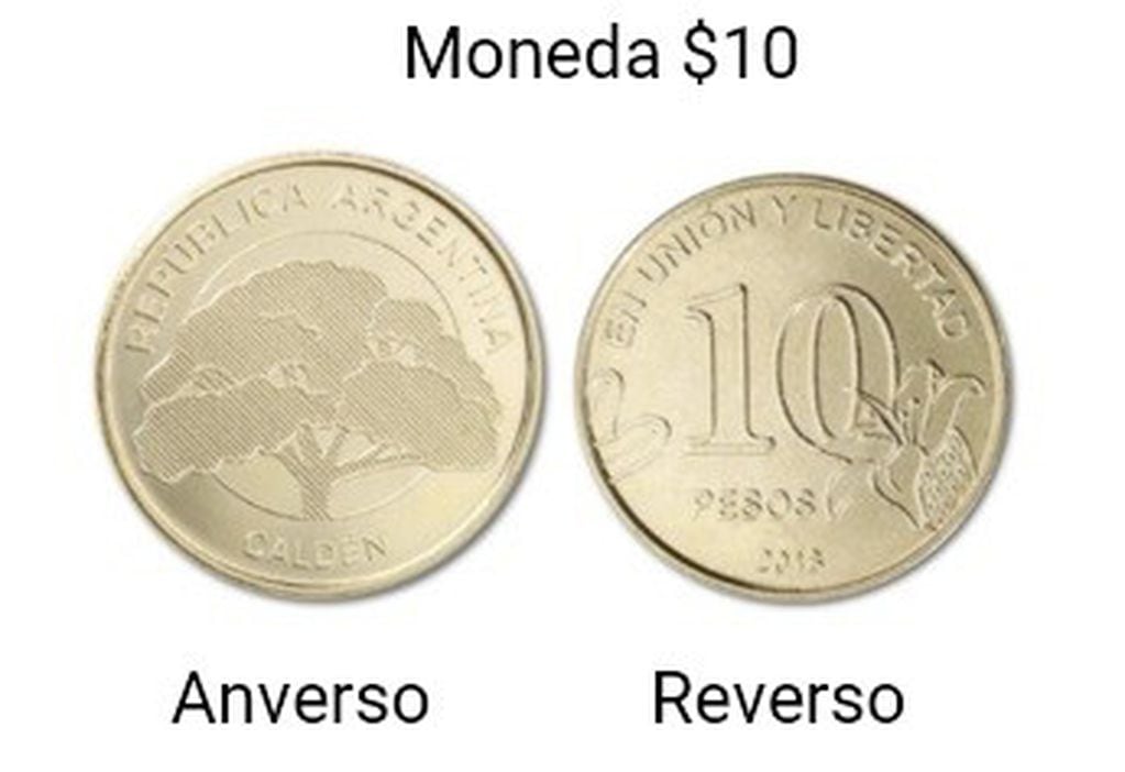 Nuevas moneda de 2 y 10 pesos.