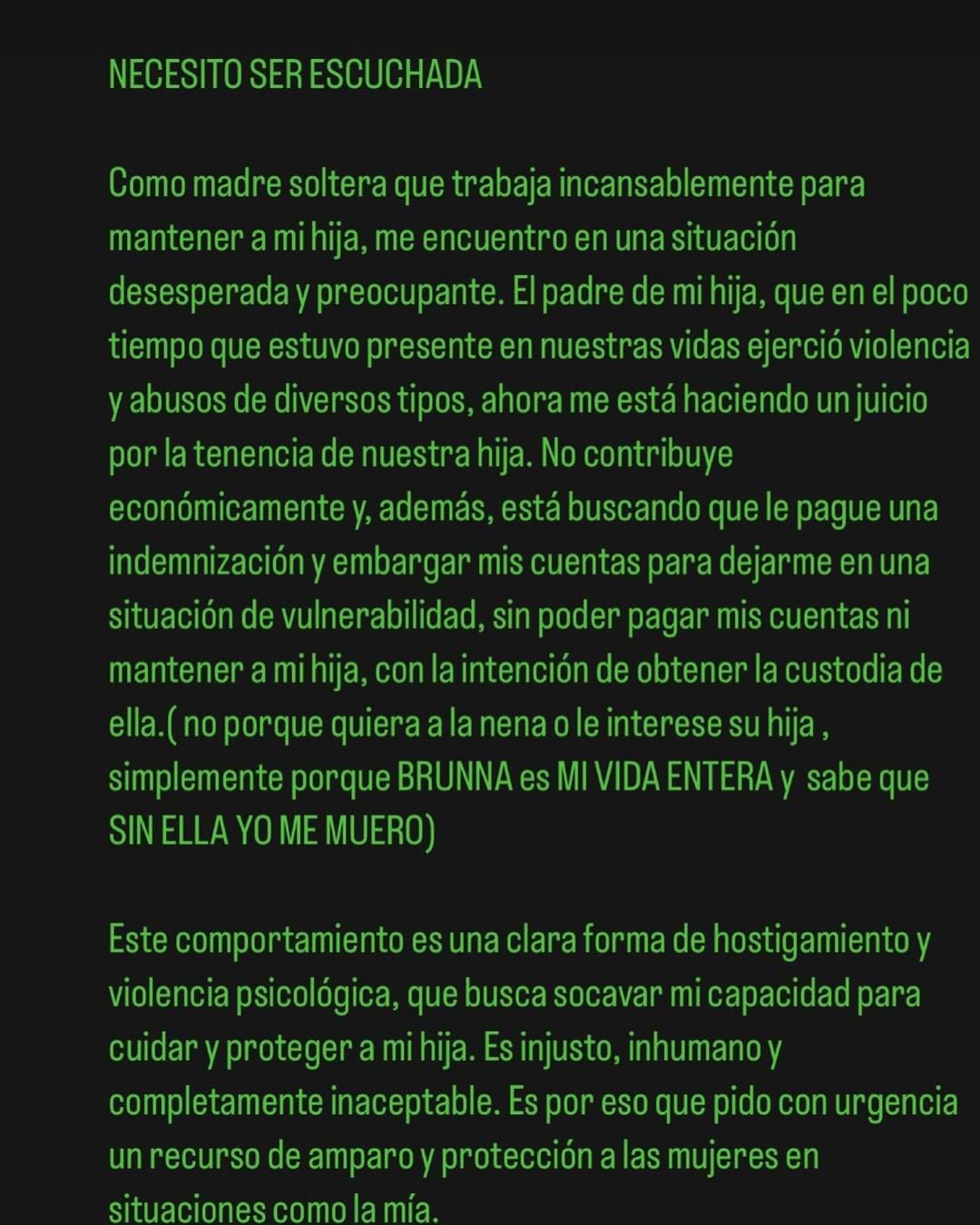 Magalí Mora contó que el padre de su hija le pide la tenencia