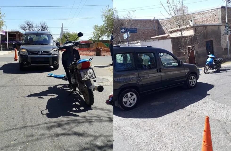 Choque moto y utilitario en San Rafael