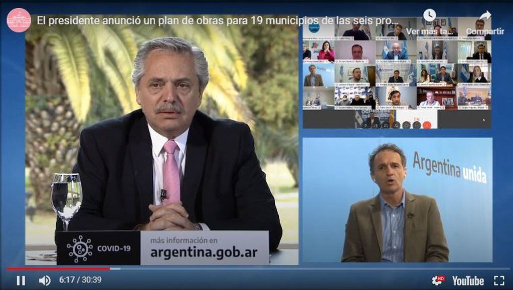 Videoconferencia de Alberto con intendentes patagónicos.