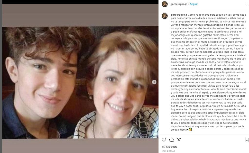 El adiós de los hijos de Sonia Garbereglio (51), la mujer asesinada por su esposo en Maipú (Instagram)