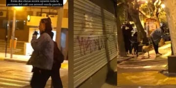 Una comerciante denunció en las redes sociales que dos jóvenes hicieron grafiti en las paredes y persianas de su local.