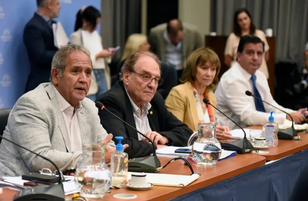Los diputados Sergio Palazzo, Carlos Heller, Alicia Aparicio y Marcelo Casaretto, autoridades de las comisiones de Presupuesto y Finanzas. Foto: HCDN.