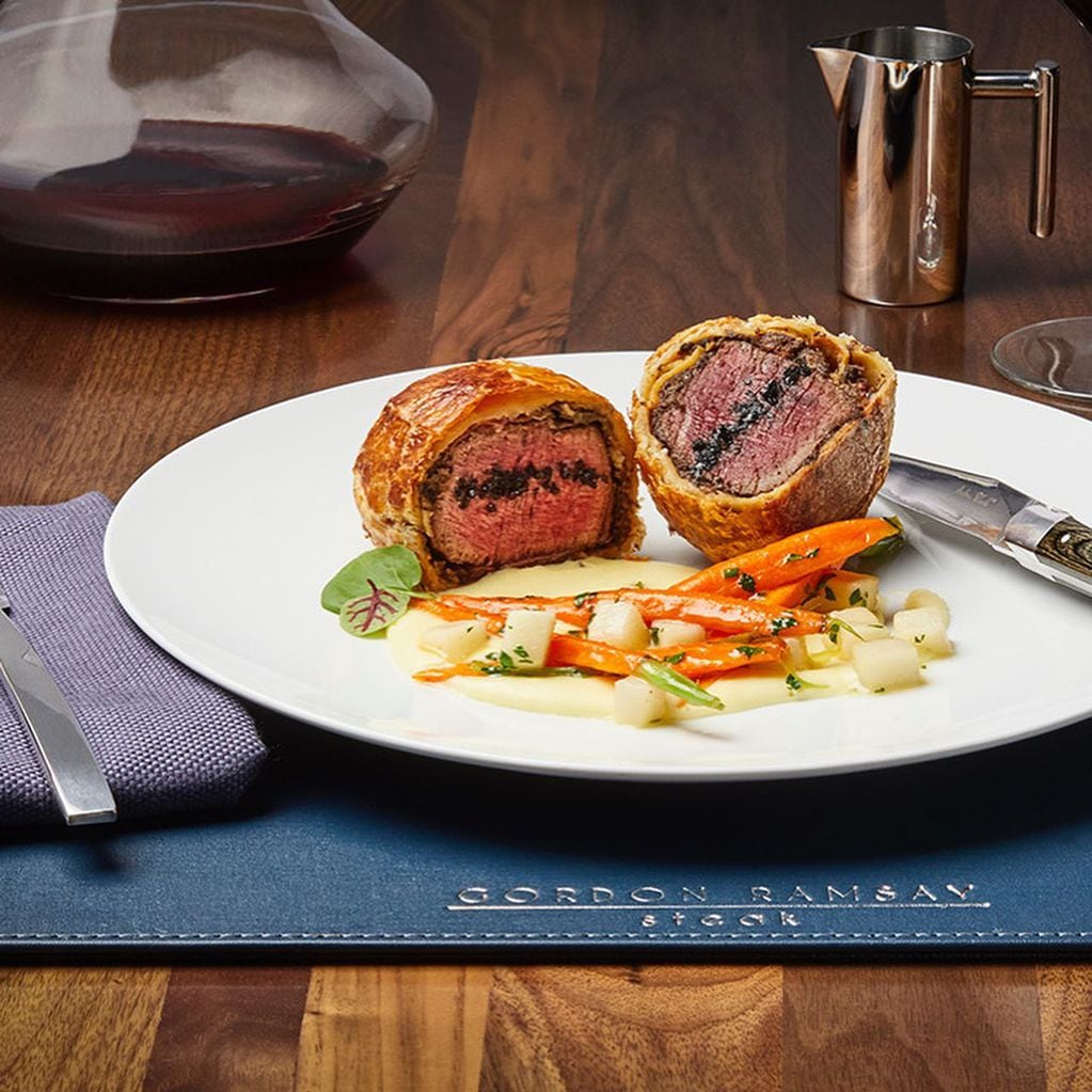 La famosa carne Wellington del restaurante Gordon Ramsay Steak House.