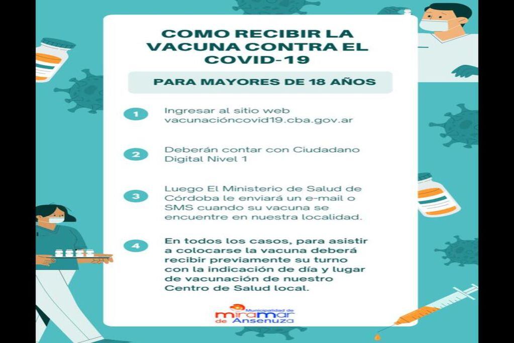 Vacuna contra el covid-19 para mayores de 18 años en Miramar de Ansenuza.