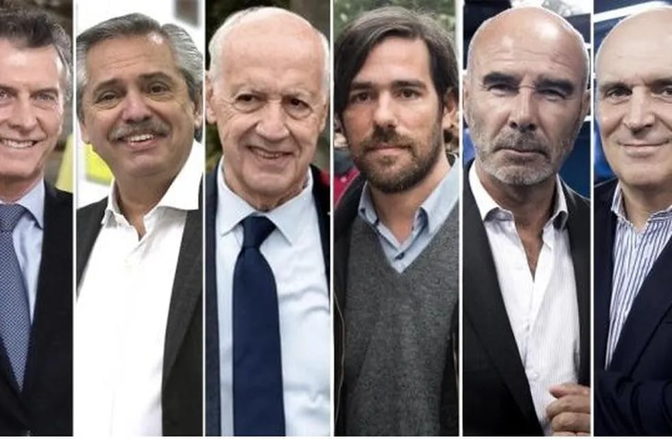 Los candidatos a ser presidentes: Mauricio Macri, Alberto Fernández, Roberto Lavagna, Nicolás del Caño, Gómez Centurión y José Luis Espert.