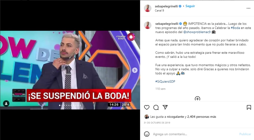 Sebastián durante "El Show del Problema". (Foto: captura en Instagram).