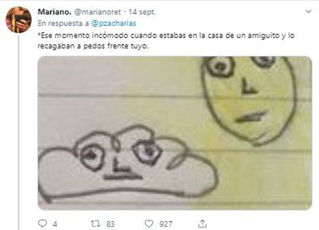 Una nena hizo un dibujo desopilante en la escuela, su mamá lo publicó en Twitter y los usuarios reaccionaron (Foto: Captura de Twitter)