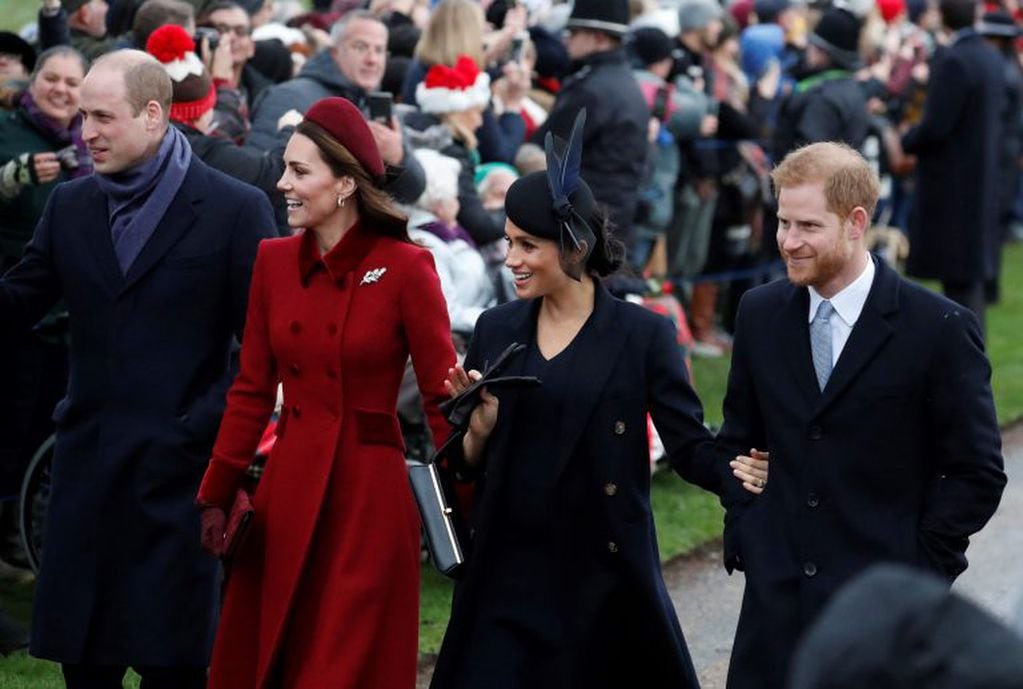 El príncipe William con Kate, duquesa de Cambridge, Meghan, duquesa de Sussex y el príncipe Harry