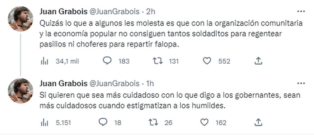 Juan Grabois arremetió contra Mario Ishii.