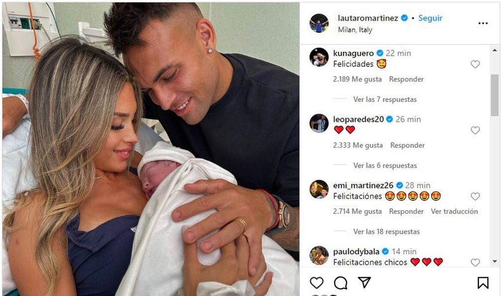 Los saludos de los futbolistas de la Selección Argentina para Theo, el hijo de Lautaro Martínez y Agustina Gandolfo.
