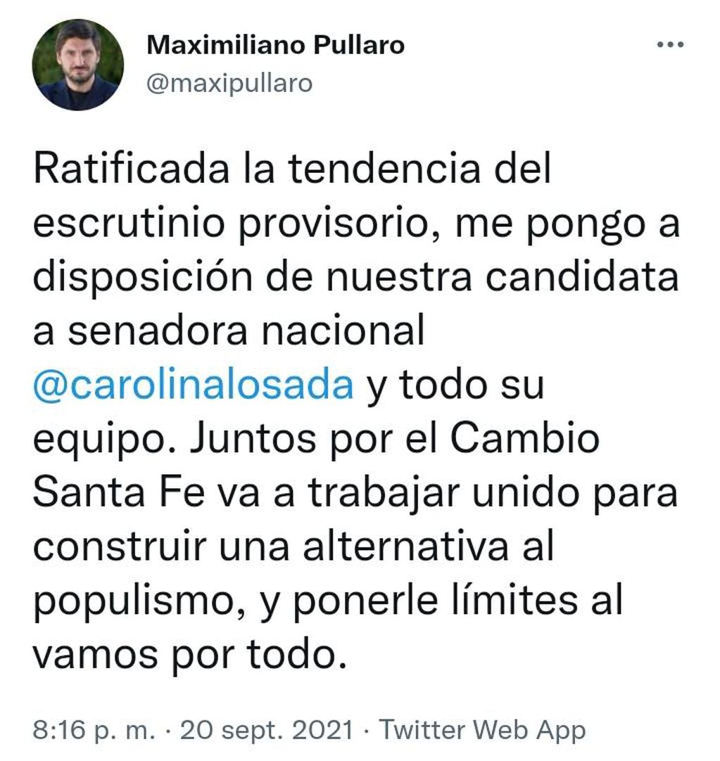 El radical reconoció a la periodista rosarina como candidata a senadora nacional de Juntos por el Cambio.