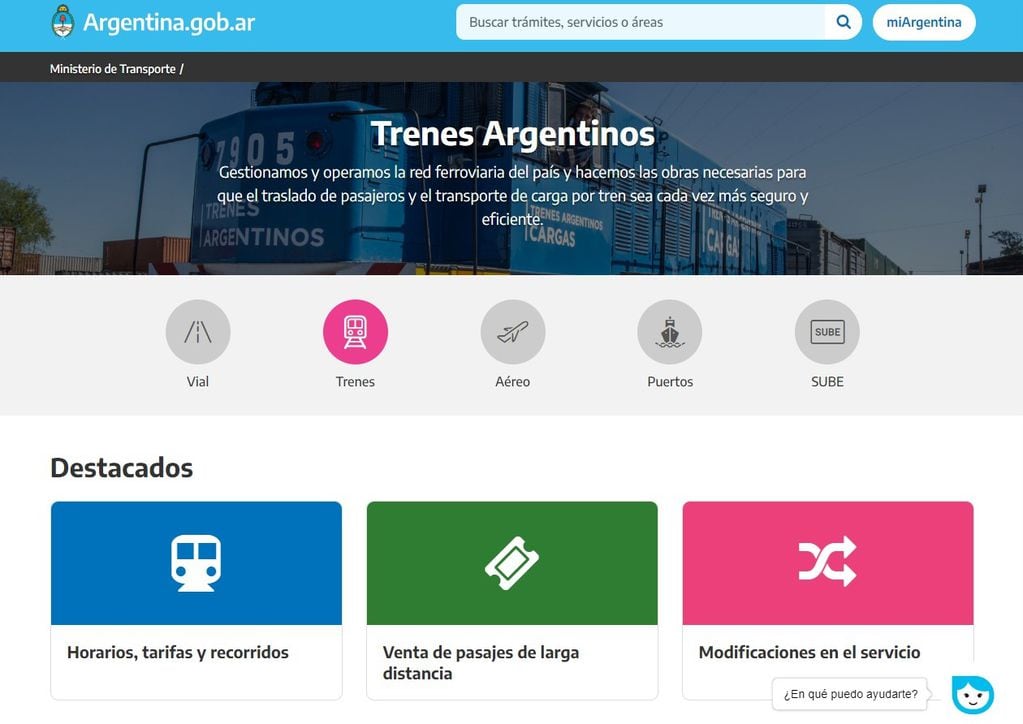 Los tickets se podrán adquirir por la web de Trenes Argentinos.