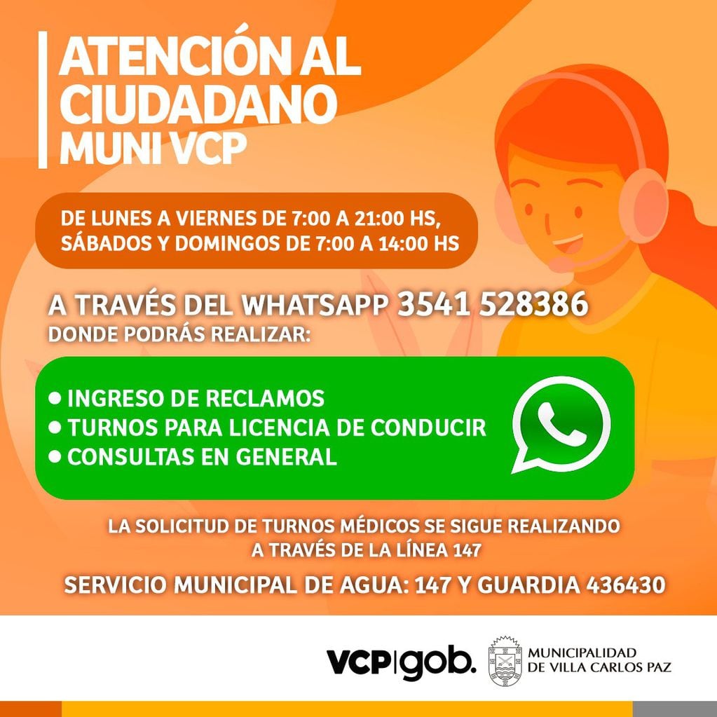 El municipio de Carlos Paz abre la atención por WhatsApp.