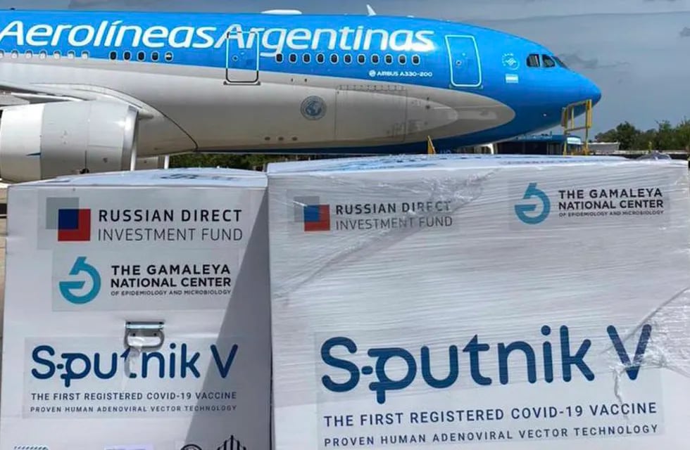 Cargamento de la vacuna Sputnik V en Argentina. (Presidencia)