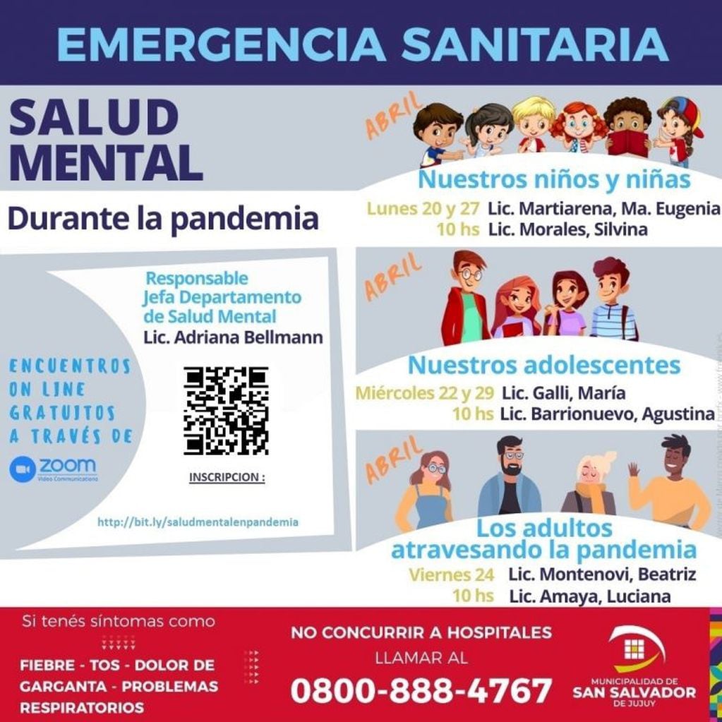 El área de Salud Mental del municipio organizó encuentros virtuales para trabajar en torno a la cuarentena.