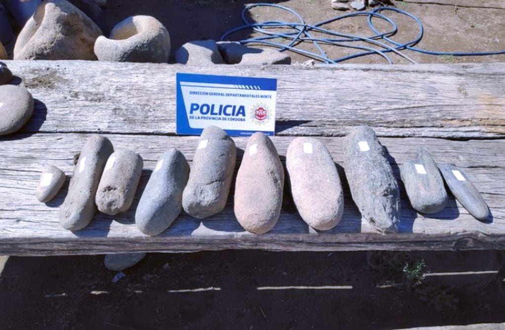 Piezas arqueológicas encontradas en Carlos Paz