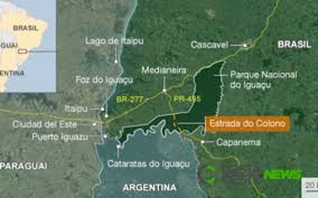 El camino dentro del Parque Iguaçu de Brasil que propone Vermelho y apoya Bolsonaro. (Paranaense)