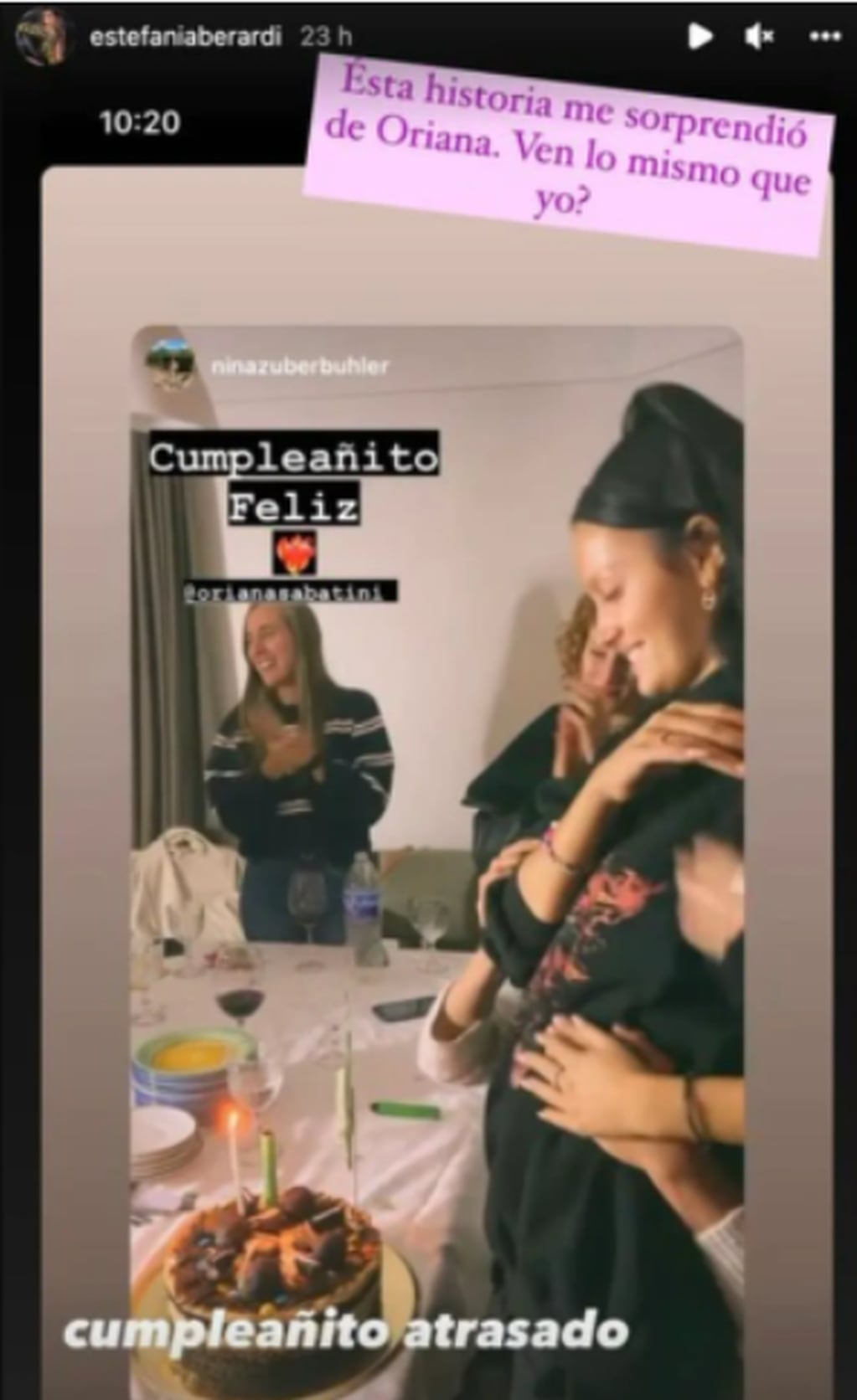 Captura de pantalla de la foto que despertó los rumores de un embarazo de Oriana Sabatini