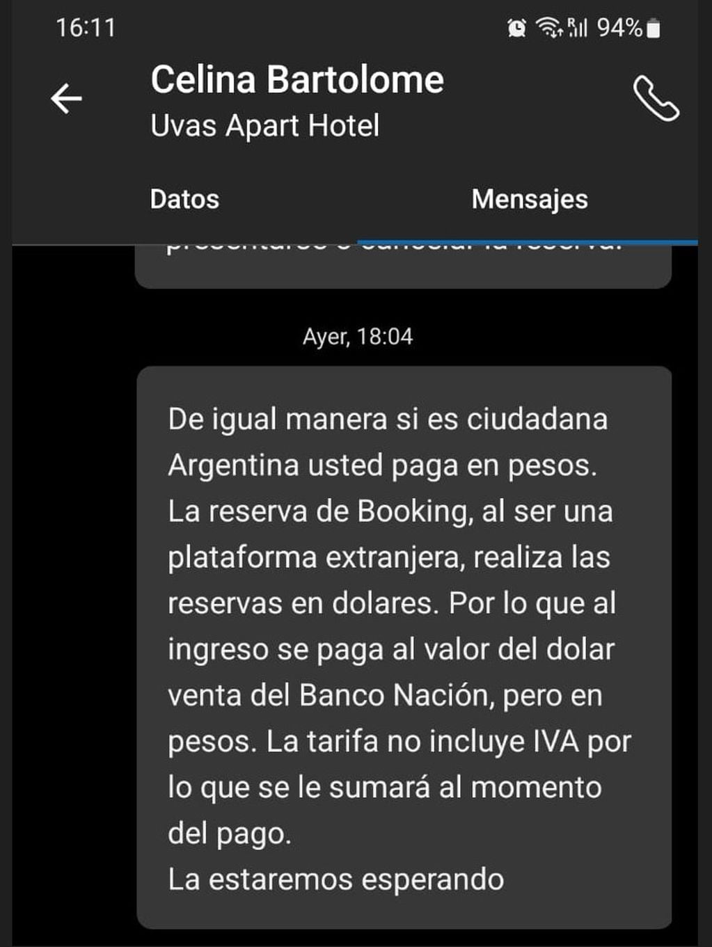 La respuesta de Uvas Hotel