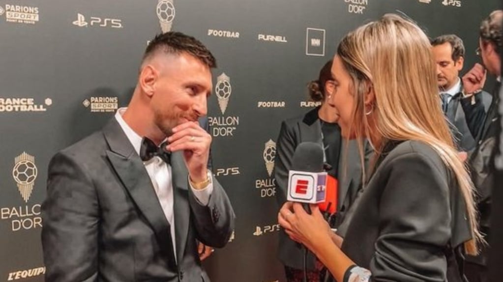 Sofi Martínez y Lionel Messi en la gala del Balón de Oro del pasado lunes en París Foto: ESPN