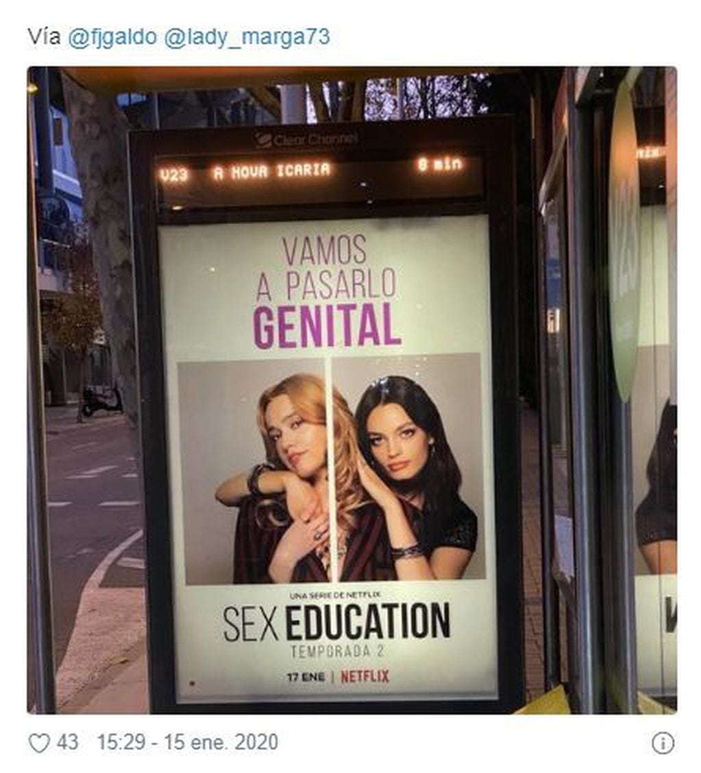 La polémica campaña de Netflix para promocionar 'Sex Education' (Foto: Twitter/ @MastersOfNaming)
