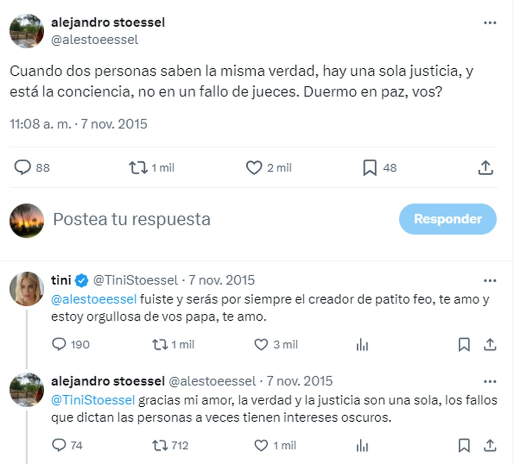 Los tweets de Tini Stoessel y su papá, tras perder el juicio contra Marcelo Tinelli